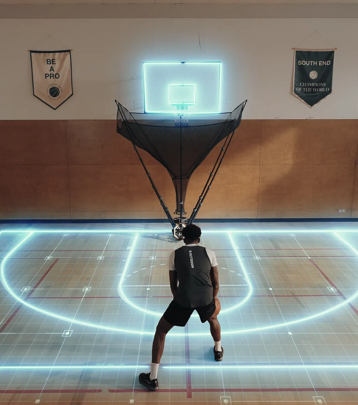The coverage wedge lighting up across a court